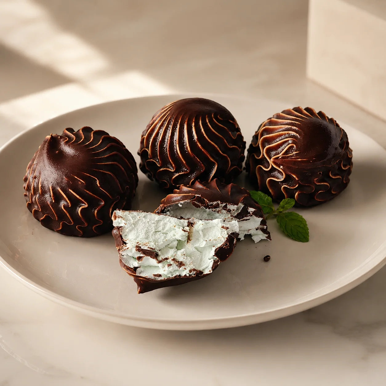 Chocolate Covered Cloud Soufflé Swirls